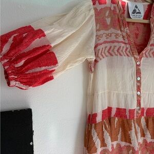 Pearl & Caviar Red and Pink Patterned Top